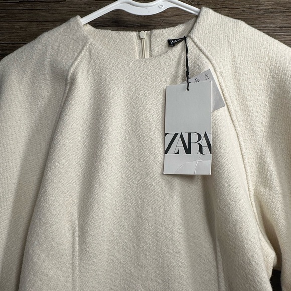 Zara White Cream Long Sleeve Wool Knit Dress - Picture 2 of 8